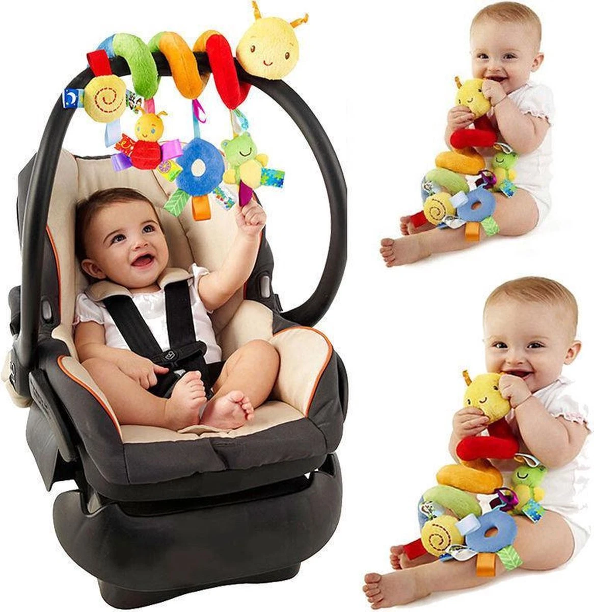 Merkloos Baby Spiraal Rups– Baby Knuffels - Baby Speelgoed - Baby Rammelaar - Boxspiraal - Maxi Cosi Spiraal - Kinderwagen Speelgoed Spiraal - Buggy Speelgoed - Auto Knuffel - Baby Spiraal Speeltje – Autostoel Ketting - Kinder Wagen Knuffels - Afbeelding 6