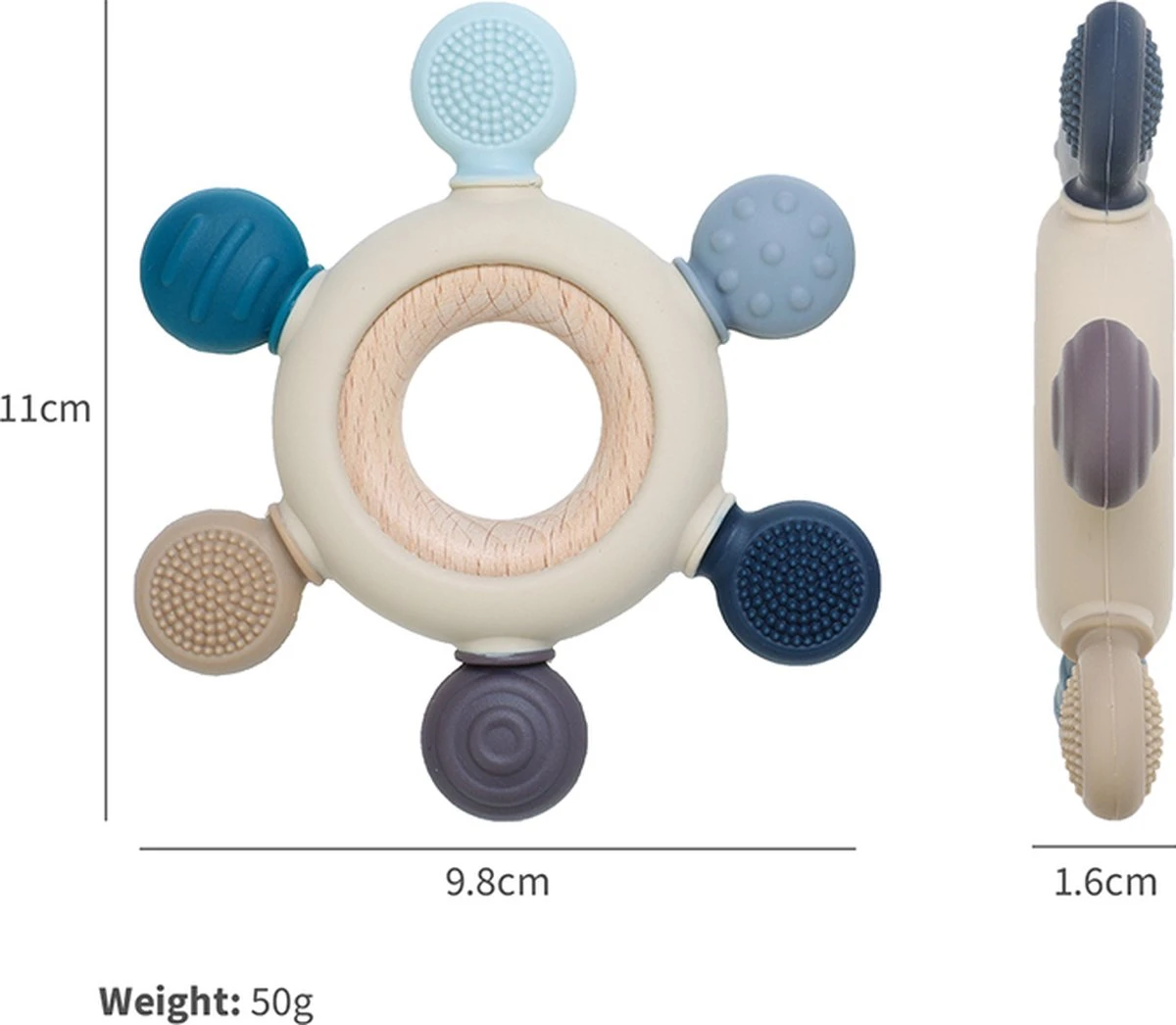 Merkloos Bijtring - Bijtspeelgoed - BPA Vrij - Siliconen - Baby Speelgoed - Roze - Afbeelding 2