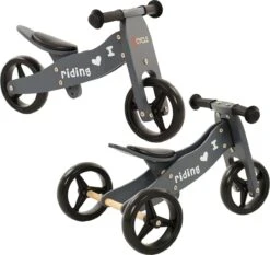 2Cycle 2 In 1 Loopfiets/Driewieler - Hout - Jongens En Meisjes - 1 Jaar - Speelgoed - Grijs