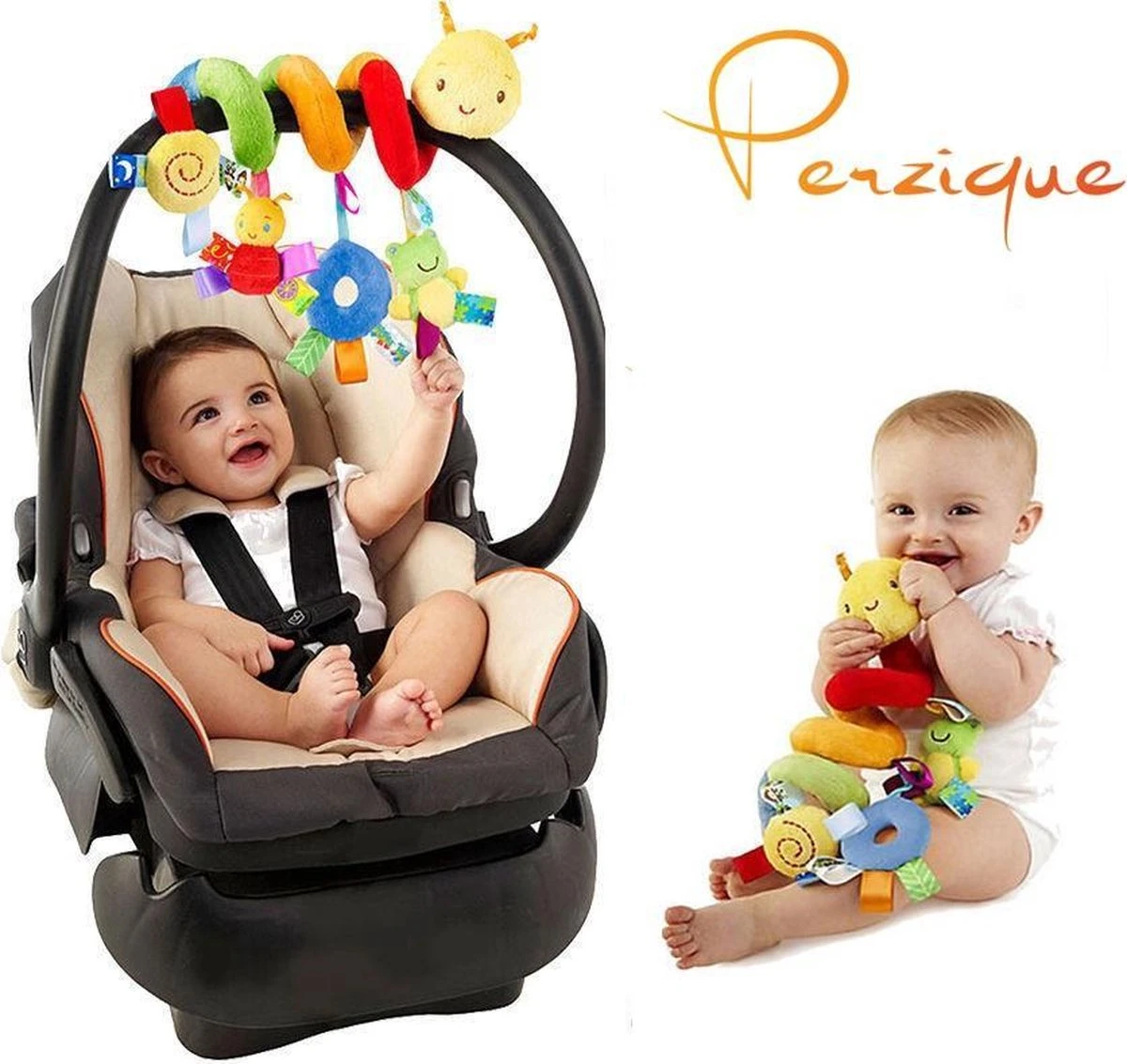 Merkloos Baby Spiraal Rups– Baby Knuffels - Baby Speelgoed - Baby Rammelaar - Boxspiraal - Maxi Cosi Spiraal - Kinderwagen Speelgoed Spiraal - Buggy Speelgoed - Auto Knuffel - Baby Spiraal Speeltje – Autostoel Ketting - Kinder Wagen Knuffels