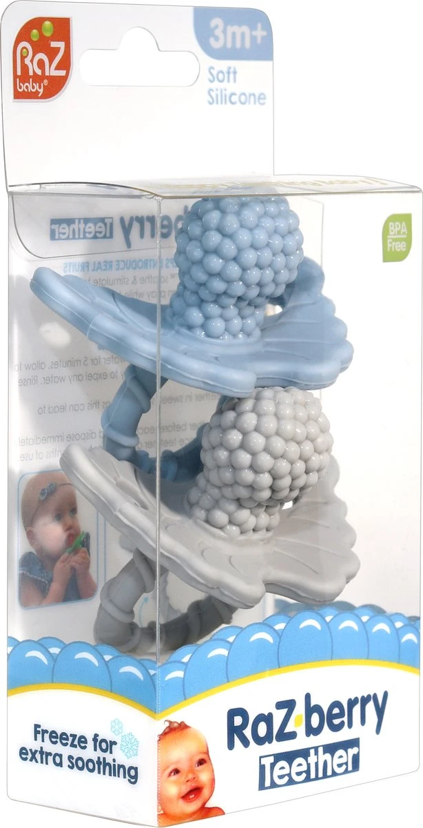 RaZbaby RaZberry - Bijtspeentje - Blauw - Grijs - 2 Stuks - Afbeelding 3