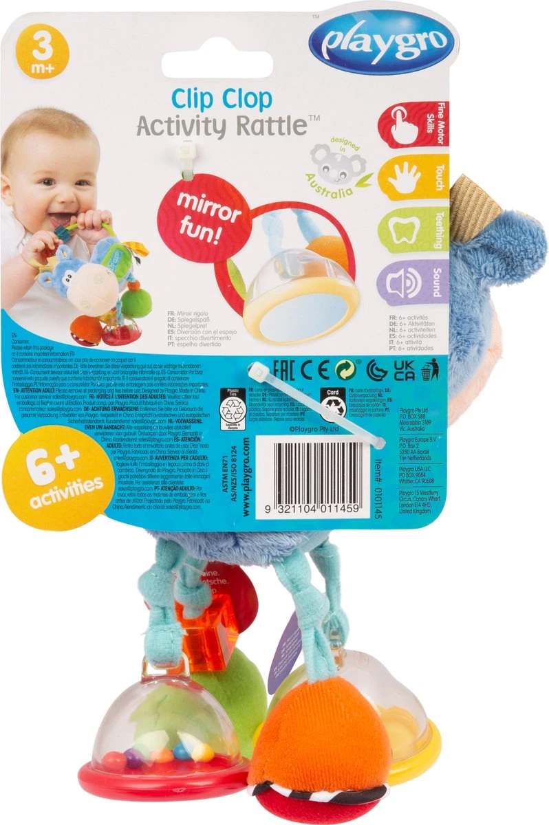 Playgro Clip Clop Rammelaar - Blauw - Activiteitenspeeltje - Kraamkado - Afbeelding 6