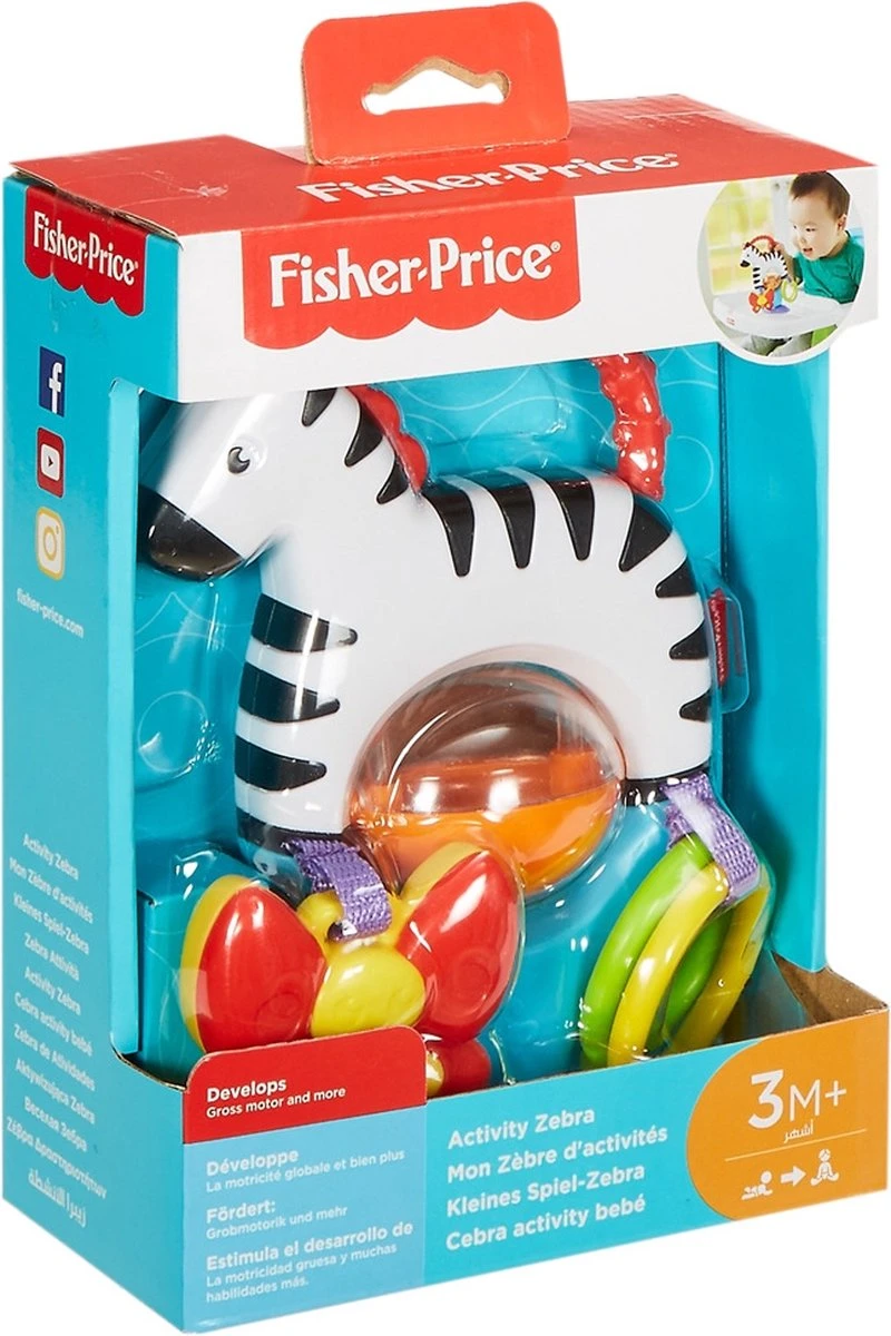 Fisher Price - Activity Zebra - Rammelaar - Speeltje En Bijtring - Grijpspeelgoed - Afbeelding 2